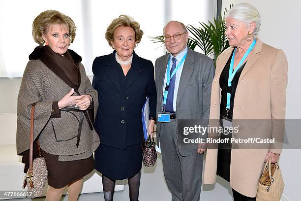 Lily Safra, Bernadette Chirac, professor Alain Pompidou and his wife attend the inauguration of the Claude Pompidou Institute dedicated to the fight...