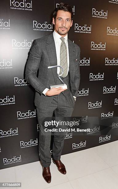David Gandy, winner of the Man of the Year award, attends the 5th annual Rodial Beautiful Awards to celebrate women of style, beauty and elegance at...