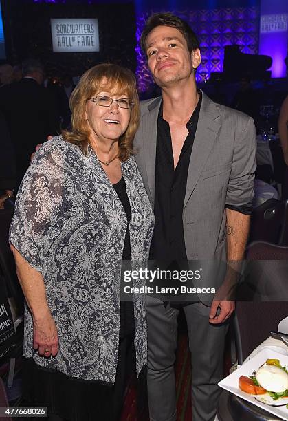 Nate Ruess and SHOF President/CEO Linda Moran attend Songwriters Hall Of Fame 46th Annual Induction And Awards at Marriott Marquis Hotel on June 18,...