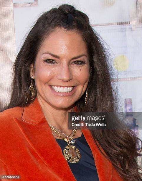Fashion Designer Andrea Bernholtz poses for portrait at "The Martini Shot" Los Angeles Special Screening at Raleigh Studios on June 18, 2015 in Los...