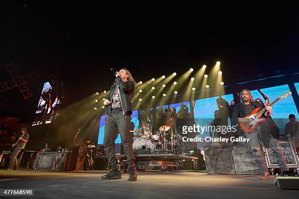Chart-topping band Mana, Juan Calleros, Fher Olvera, Alex Gonzalez and Sergio Vallin, performed at the Staples Center on the Los Angeles stop of...