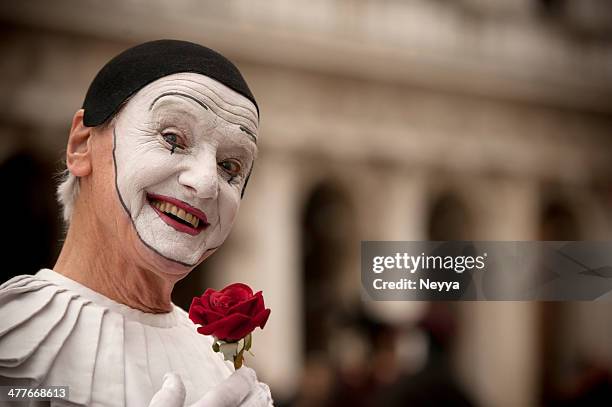 venice carnival 2014 - pierrot clown stock pictures, royalty-free photos & images