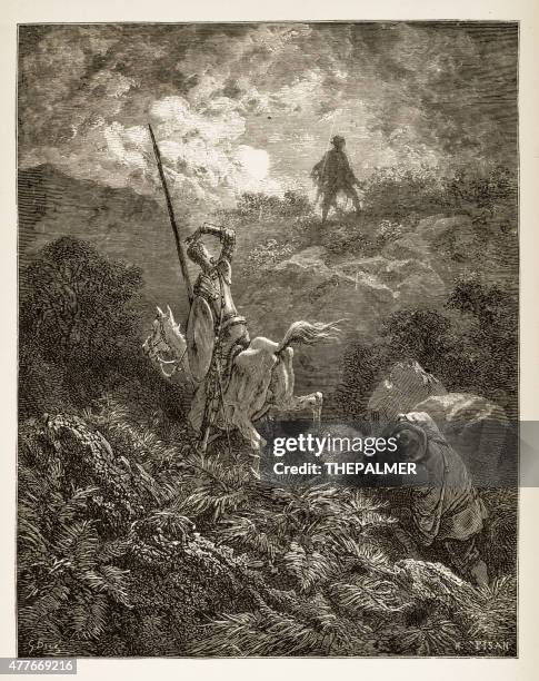 ilustraciones, imágenes clip art, dibujos animados e iconos de stock de don quijote grabado - don quixote horse
