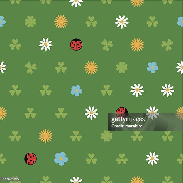 spring pattern - ladybird stock illustrations
