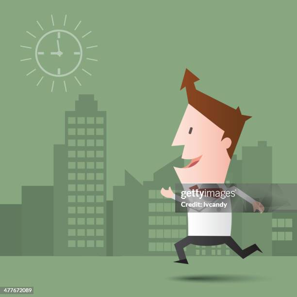 runing worker - guy checking watch stock illustrations