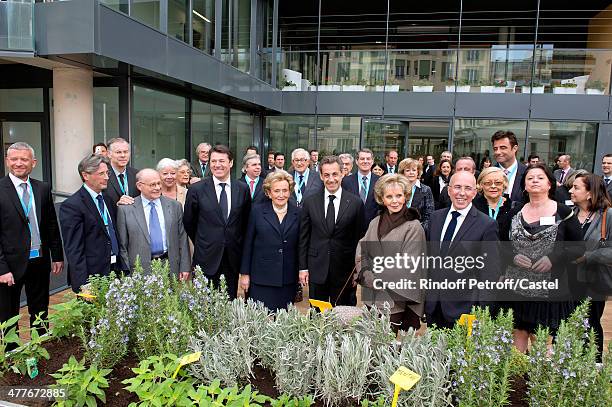 Professor Alain Pompidou, Mayor of Nice Christian Estrosi, Bernadette Chirac, Nicolas Sarkozy, Lily Safra and President of the General Council of the...