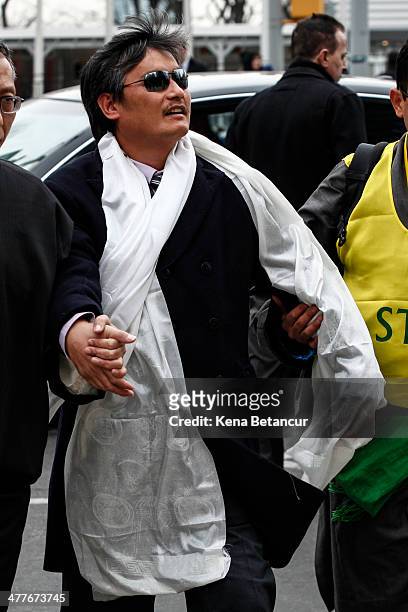 Chinese dissident Chen Guangcheng attends the 55th anniversary of the Tibetan national uprising day rally outside the United Nations building on...