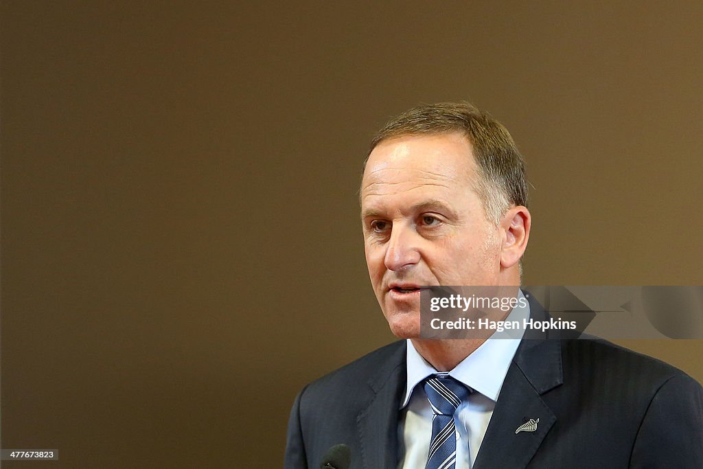 New Zealand Prime Minister John Key Gives Speech At Victoria University