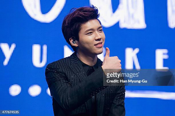 Woohyun of South Korean boy band Infinite attends during his first mini album the "Toheart" Woohyun & Key Showcase at COEX Artium on March 10, 2014...