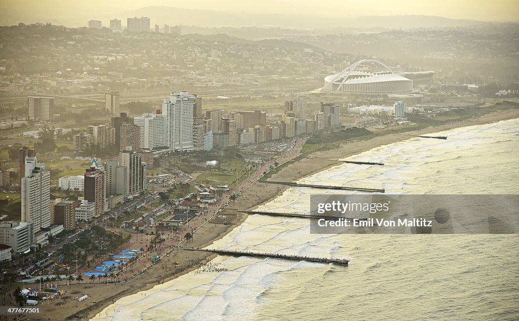 Aerial view of Durban's Golden Mile