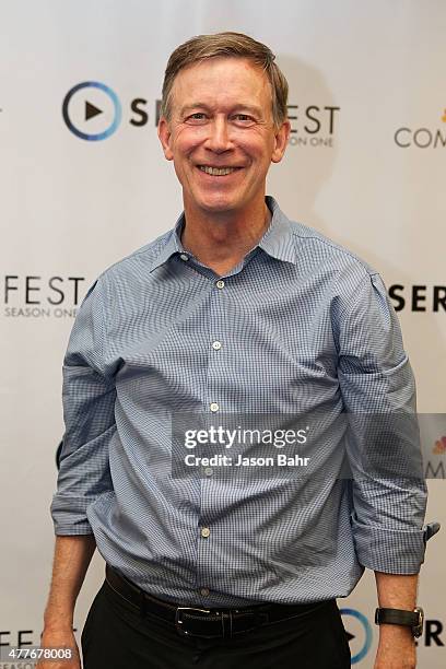 Colorado Governor John Hickenlooper arrives at the opening night of SeriesFest at Red Rocks Amphitheatre on June 18, 2015 in Morrison, Colorado.