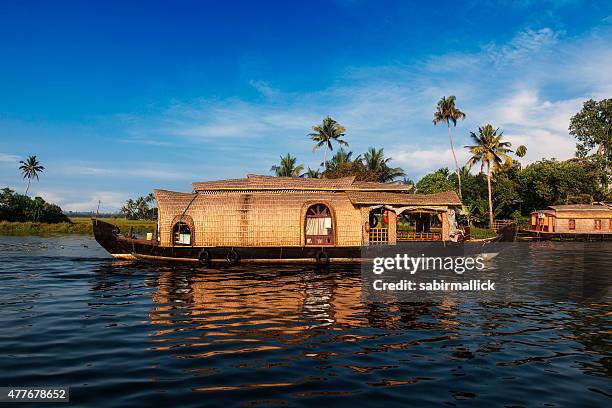 kerala houseboat, india. - backwater stock pictures, royalty-free photos & images