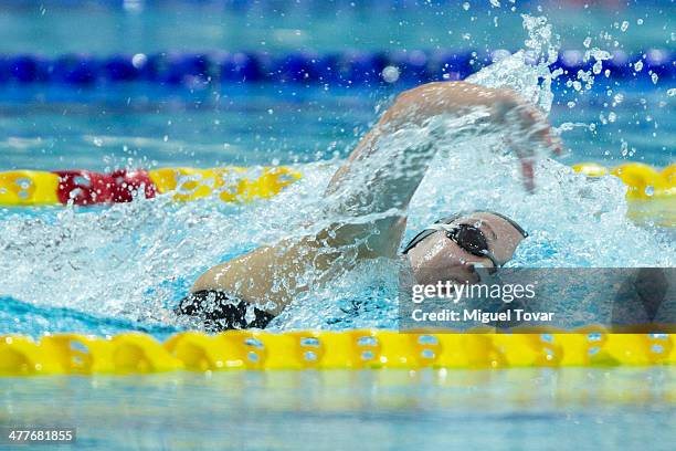 Kristel Kobrich, of Chile competes in womens 1500m freestyle final event during day four of the X South American Games Santiago 2014 at Centro...