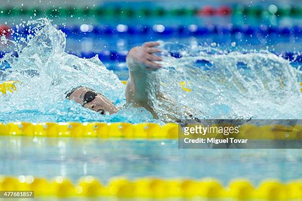 Kristel Kobrich, of Chile competes in womens 1500m freestyle final event during day four of the X South American Games Santiago 2014 at Centro...