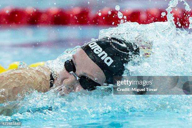 Kristel Kobrich, of Chile competes in womens 1500m freestyle final event during day four of the X South American Games Santiago 2014 at Centro...