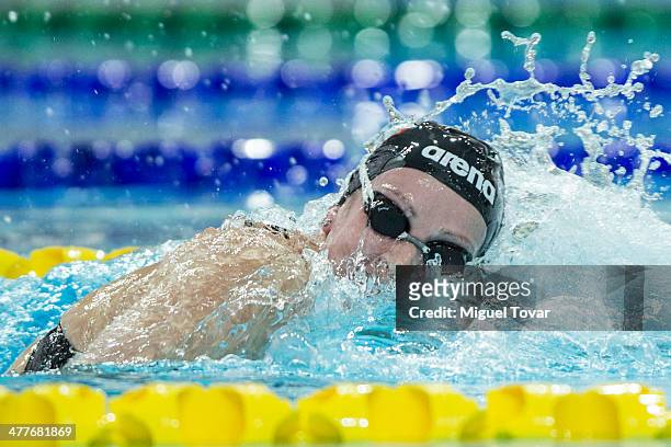 Kristel Kobrich, of Chile competes in womens 1500m freestyle final event during day four of the X South American Games Santiago 2014 at Centro...