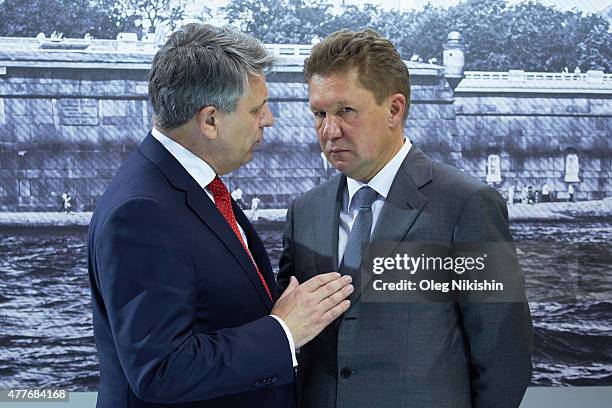 Of Russian gas giant Gazprom, Alexei Miller attends SPIEF2015 Saint Petersburg International Economic Forum on June 18, 2015 in Saint Petersburg,...