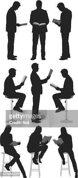 people reading books - stool stock illustrations