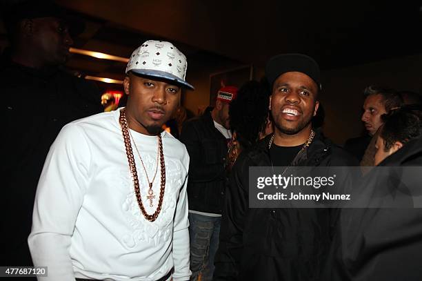 Nas and Consequence attend the "Fresh Dressed" New York Premiere at SVA Theater on June 18 in New York City.