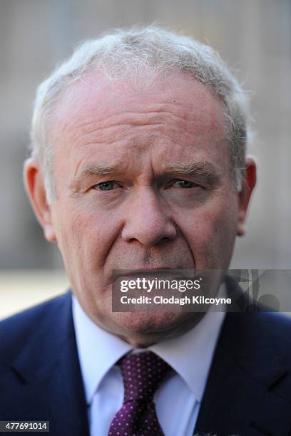 Northern Ireland Deputy First Minister Martin McGuinness arrives at the 24th British-Irish Council Summit at Dublin Castle on June 19, 2015 in...