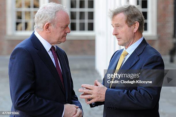 Northern Ireland Deputy First Minister Martin McGuinness meets Irish Taoiseach Enda Kenny at the 24th British-Irish Council Summit at Dublin Castle...