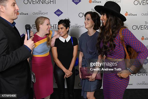 Emma Myles, Diane Guerrero, Julie Lake and Jackie Cruz attend "The Overnight" New York Premiere at Sunshine Landmark on June 18, 2015 in New York...