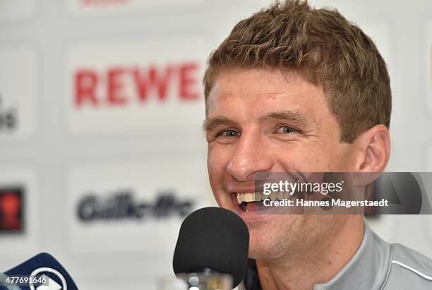 Thomas Mueller attends the Young Wings Charity Golf Cup 2015 at Golfclub Munchen -Riedhof e.V. On June 19, 2015 in Munich, Germany.