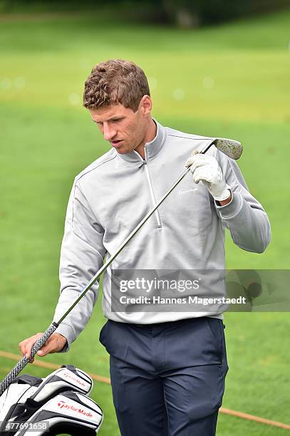 Thomas Mueller attends the Young Wings Charity Golf Cup 2015 at Golfclub Munchen -Riedhof e.V. On June 19, 2015 in Munich, Germany.