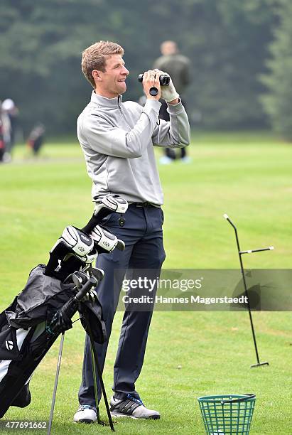 Thomas Mueller attends the Young Wings Charity Golf Cup 2015 at Golfclub Munchen -Riedhof e.V. On June 19, 2015 in Munich, Germany.