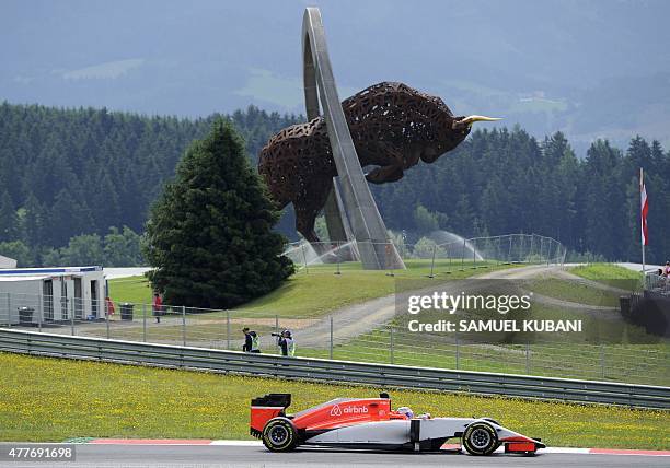 Manor Marussia F1 Team's British driver Will Stevens drives during the first practice session at the Red Bull Ring circuit in Spielberg, Austria, on...