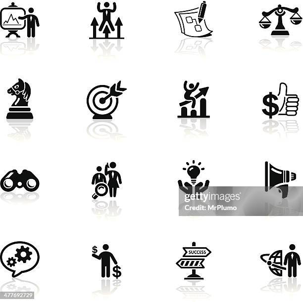 deep black series | business strategy icons - financial result stock illustrations