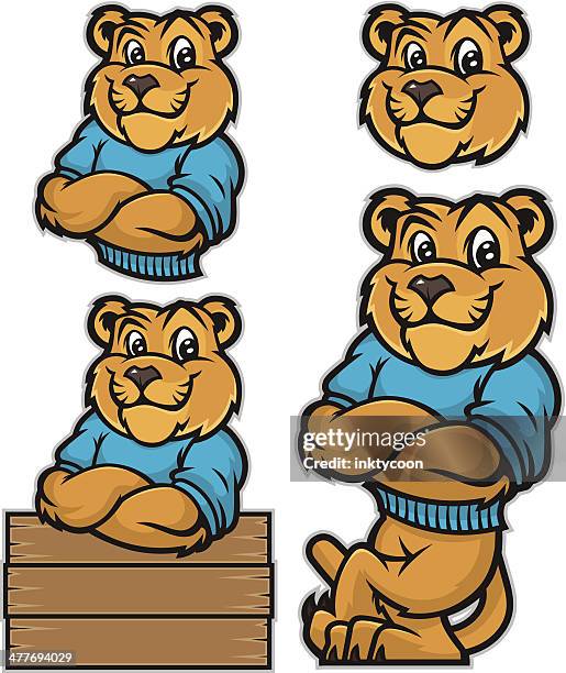 illustrations, cliparts, dessins animés et icônes de cougar lionne s'appuyant - cubs banner
