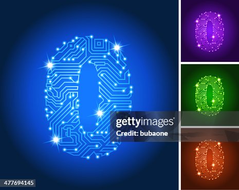 Number Zero On Blue Circuit Color Set High-Res Vector Graphic - Getty ...