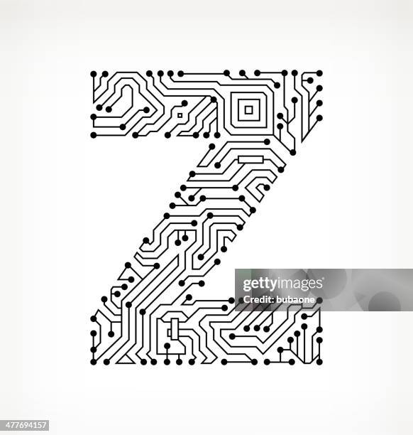 letter z circuit board on white background - letter board stock illustrations