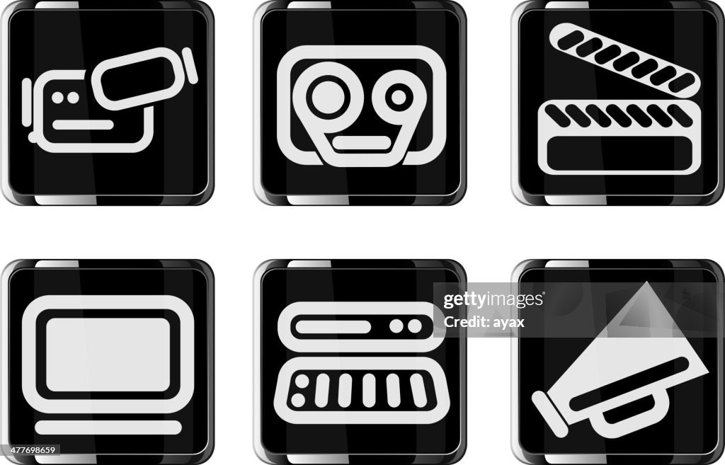 Media vector glossy icon set