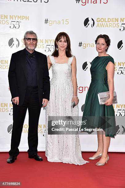 Tcheky Karyo, Frances O'Connor and guest attend the closing ceremony of the 55th Monte-Carlo Television Festival on June 18 in Monaco.