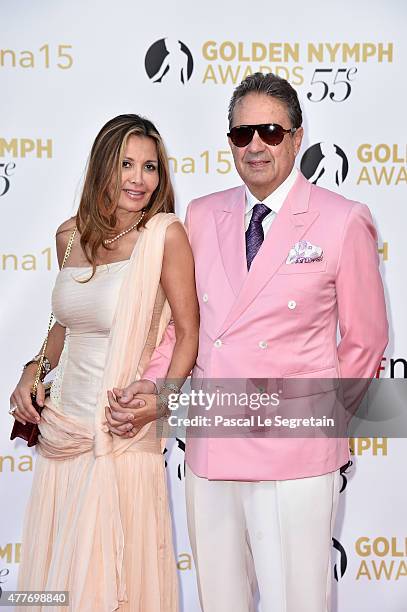 President of Charriol Watches, Philippe Charriol and his wife attend the closing ceremony of the 55th Monte-Carlo Television Festival on June 18 in...