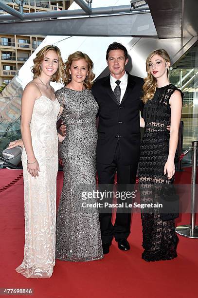 Eric Close poses with his wife Keri and their daughters Katie and Ella during the closing ceremony of the 55th Monte-Carlo Television Festival on...