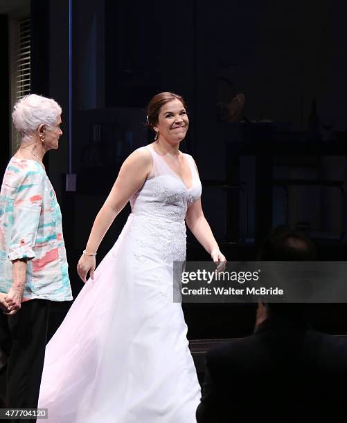Barbara Barrie and Lindsay Mendez during curtain call at the 'Significant Other' Opening Night at Laura Pels Theatre on June 18, 2015 in New York...