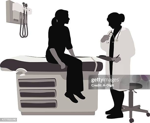 ilustraciones, imágenes clip art, dibujos animados e iconos de stock de mujer médico - paciente