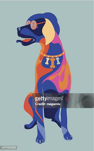 colourful dog. - surrealism stock illustrations