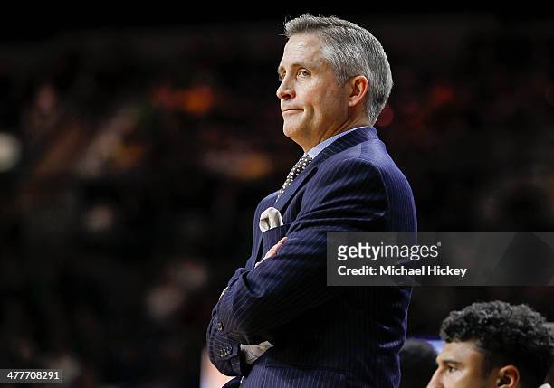 Head coach Brian Gregory of the Georgia Tech Yellow Jackets seen on the sidelines during the game against the Notre Dame Fighting Irish at Purcel...