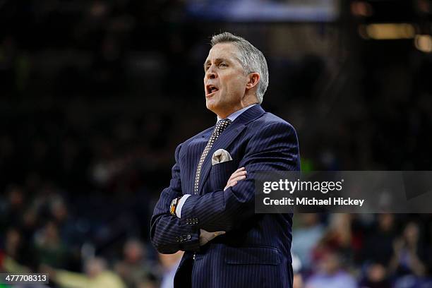 Head coach Brian Gregory of the Georgia Tech Yellow Jackets seen on the sidelines during the game against the Notre Dame Fighting Irish at Purcel...