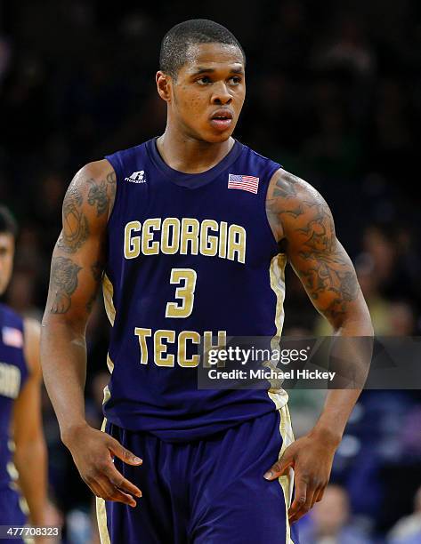 Marcus Georges-Hunt of the Georgia Tech Yellow Jackets stands on the court during the game against the Notre Dame Fighting Irish at Purcel Pavilion...