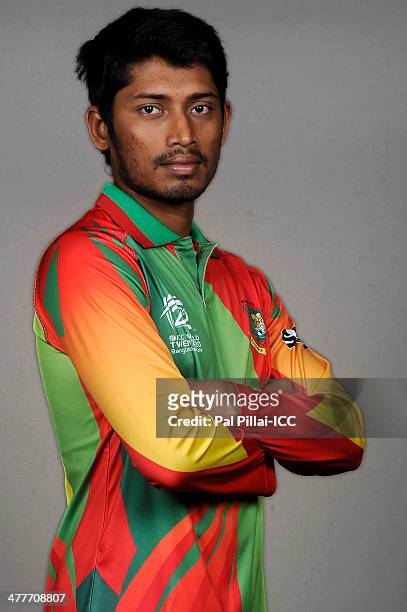 Anamul Haque of Bangladesh poses for a picture during a headshot session ahead of the ICC T20 World cup on March 10, 2014 in Dhaka, Bangladesh.
