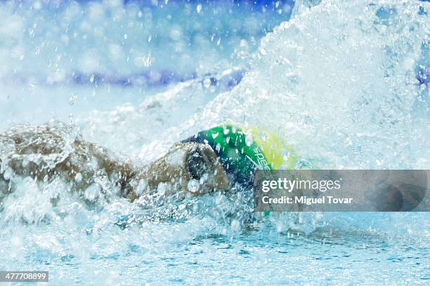 Paulo de Santana of Brazil competes in mens 100m freestyle final event during day four of the X South American Games Santiago 2014 at Centro Acuatico...