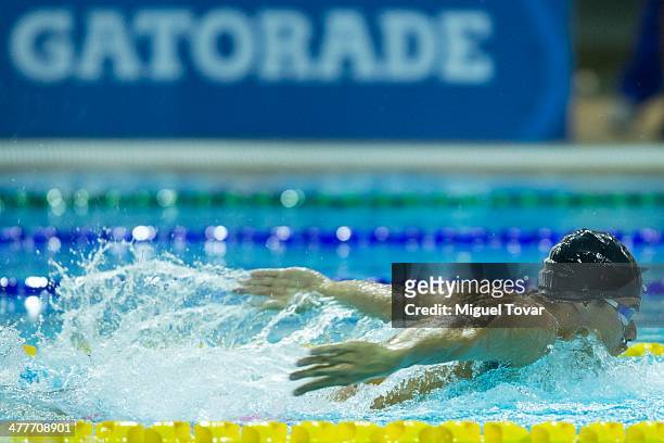 Thiago Machado of Brazil competes in mens 400m individual medleyfinal event during day four of the X South American Games Santiago 2014 at Centro...