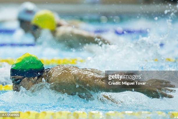 Thiago Teixeira of Brazil competes in mens 400m individual medleyfinal event during day four of the X South American Games Santiago 2014 at Centro...