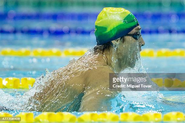 Thiago Teixeira of Brazil competes in mens 400m individual medleyfinal event during day four of the X South American Games Santiago 2014 at Centro...