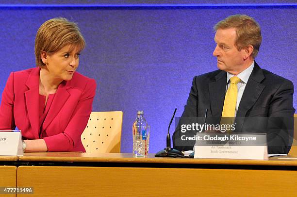 Scottish First Minister Nicola Sturgeon and Irish Taoiseach Enda Kenny at the press conference of the 24th British-Irish Council Summit at Dublin...